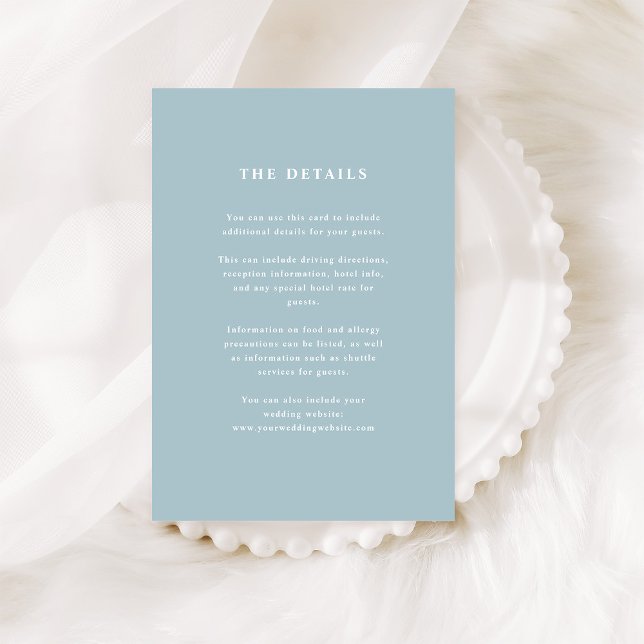 Powder Blue Elegant Text | Wedding Guest Details Enclosure Card (Creator Uploaded)