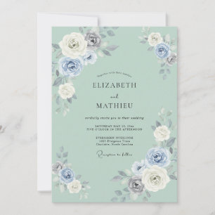 Powder Blue Ethereal Blossom Wedding Invitation