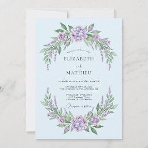 Powder Blue Ethereal Lavender Wedding Invitation