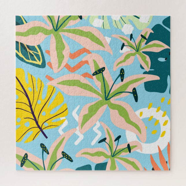 Powder Blue Floral Jigsaw Puzzle (Vertical)
