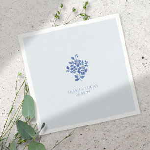 Powder Blue Floral Monogrammed Wedding  Napkin