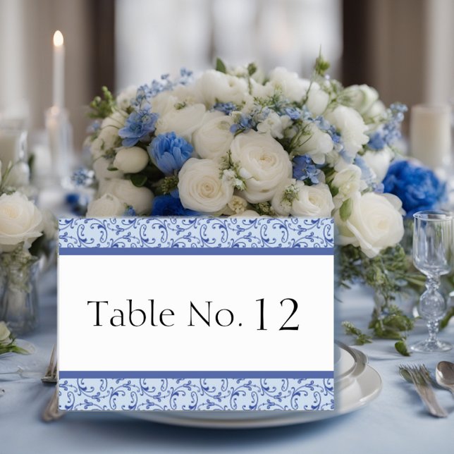 Powder Blue Florentine Wedding Table Card (Creator Uploaded)