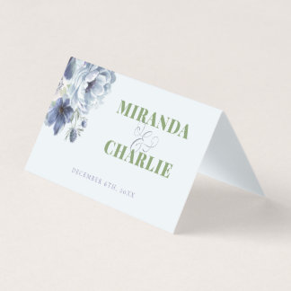 Powder Blue Folded Place Card