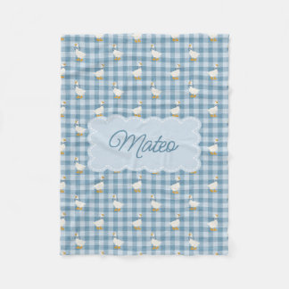 Powder Blue Gingham Goose Buffalo Check Custom Nam Fleece Blanket