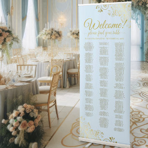 Powder Blue & Gold Alphabetical Seating Chart Retractable Banner