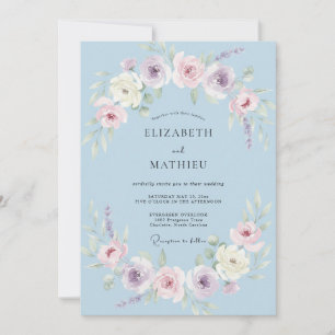 Powder Blue Graceful Spring Wedding Invitation