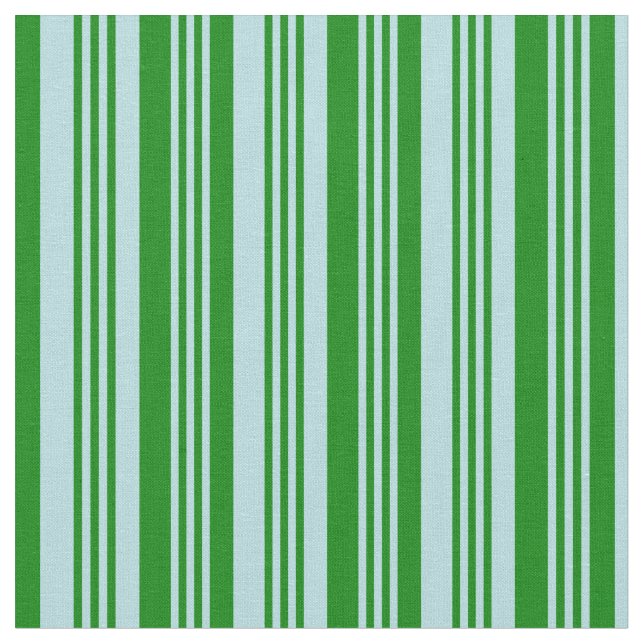 Powder Blue & Green Stripes Fabric (Close Up)