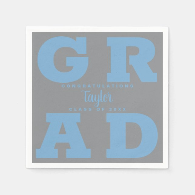 Powder Blue Grey Graduation Napkin (Front)