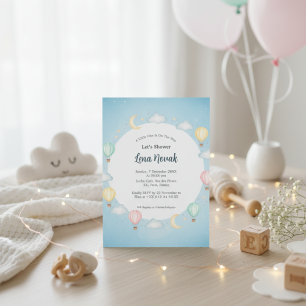 Powder Blue Hot Air Balloon Baby Shower Invitation