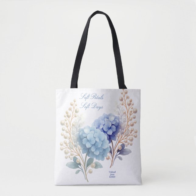  Powder Blue Hydrangea Watercolor Customer Loyalty Tote Bag (Front)