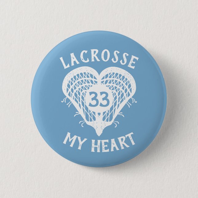Powder Blue Lacrosse My Heart Button (Front)