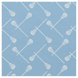 Powder Blue Lacrosse White Sticks Patterned Fabric