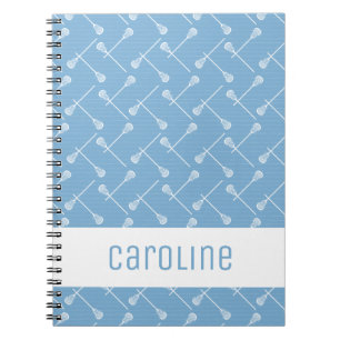 Powder Blue Lacrosse White Sticks Patterned Notebook