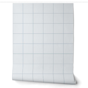 Powder Blue Large Grid Check Wallpaper