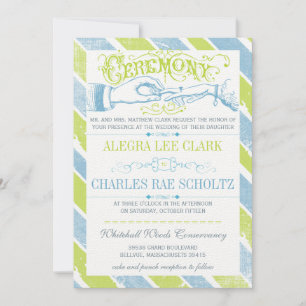 Powder Blue Lime Modern Vintage Typography Invite