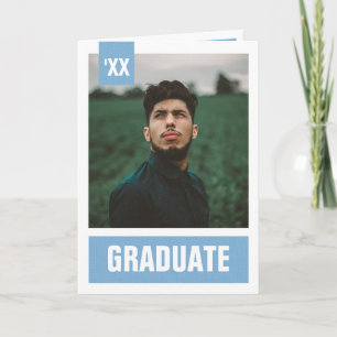 Powder Blue Modern Textured Photo Graduation Invitation
