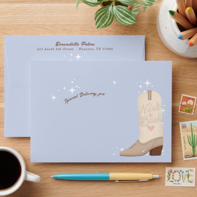 Powder Blue Nash Bash Cowgirl Boot Envelope (Desk)