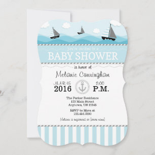 Powder Blue Nautical Baby Shower Invitation