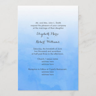 Powder Blue Ombre Watercolor Invitation