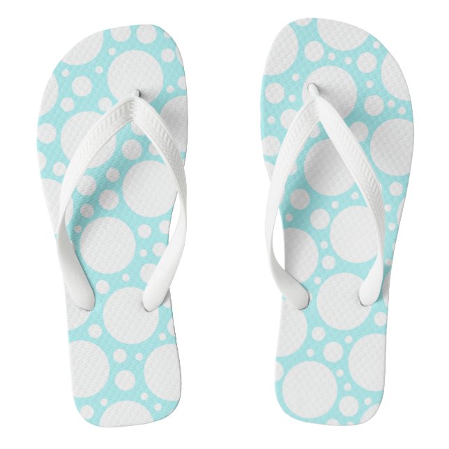 Powder Blue Polka Dot Flip Flops (Footbed)
