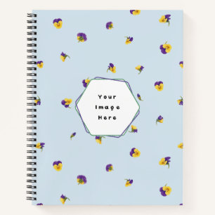 Powder Blue Purple Yellow Viola Floral Pattern Notebook