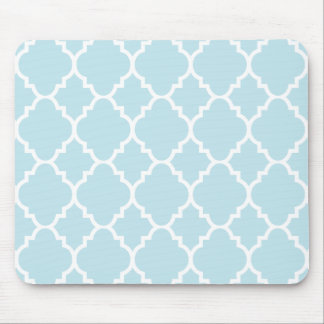 Powder Blue Quatrefoil Moroccan Pattern Mouse Mat