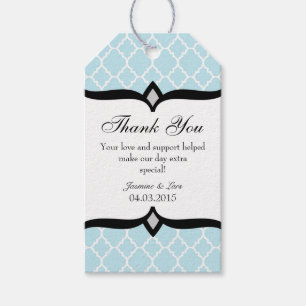 Powder Blue Quatrefoil Wedding Thank You Tags