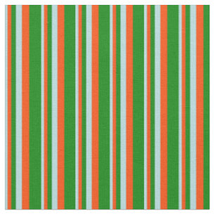 Powder Blue, Red & Green Coloured Stripes Fabric