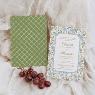 Powder Blue Sage English Garden Wedding Invitation