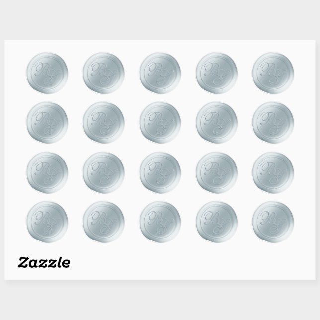 Powder Blue Script Monogram Wax Seal Stickers (Sheet)