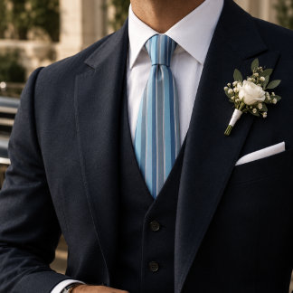 Powder Blue Silver Striped Classic Tie