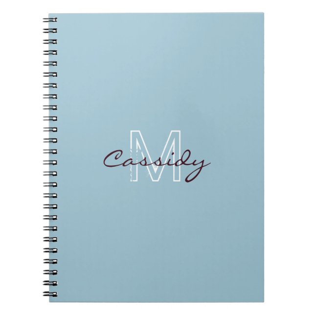 Powder Blue Simply Monogrammed Notebook (Front)