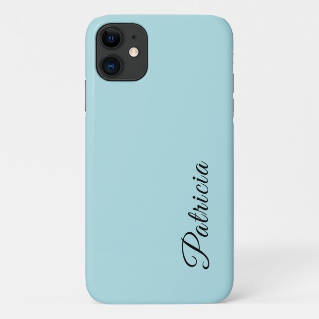 Powder Blue Solid Colour Minimalist Elegant Name Case-Mate iPhone Case (Back)