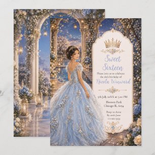 Powder Blue Sweet 16 Princess Garden Invitation