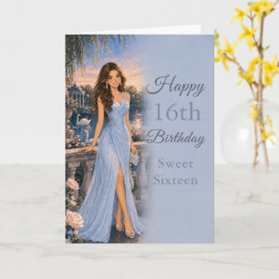 Powder Blue Sweet Sixteen Birthday Card