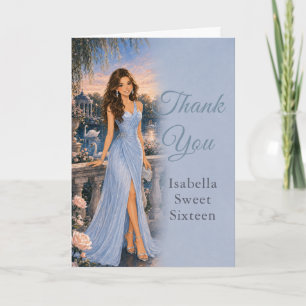 Powder Blue Sweet Sixteen Thank You Card
