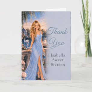 Powder Blue Sweet Sixteen Thank You Card
