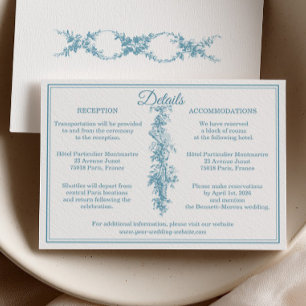 Powder Blue Toile de Jouy Wedding Details Enclosur Enclosure Card