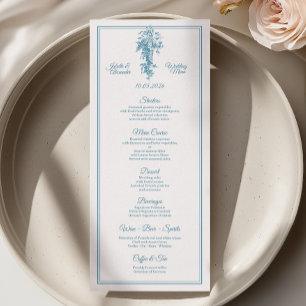 Powder Blue Toile de Jouy Wedding Menu Card