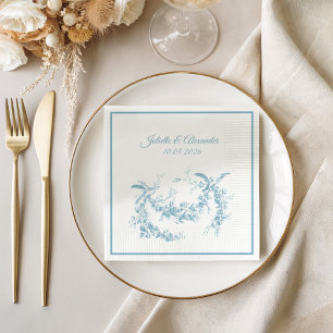 Powder Blue Toile de Jouy Wedding Paper Napkins