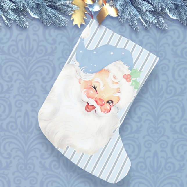  Powder Blue Vintage Santa Wink Christmas Stocking (Creator Uploaded)