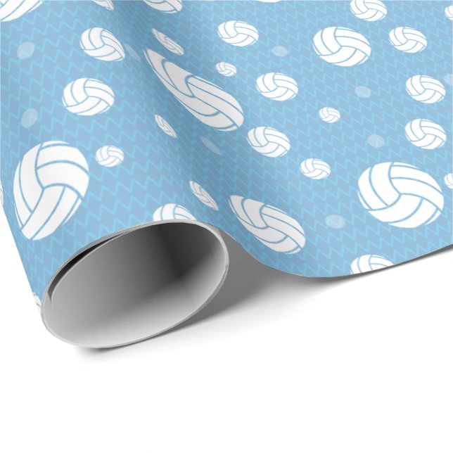 Powder Blue Volleyball Chevron Patterned Wrapping Paper (Roll Corner)