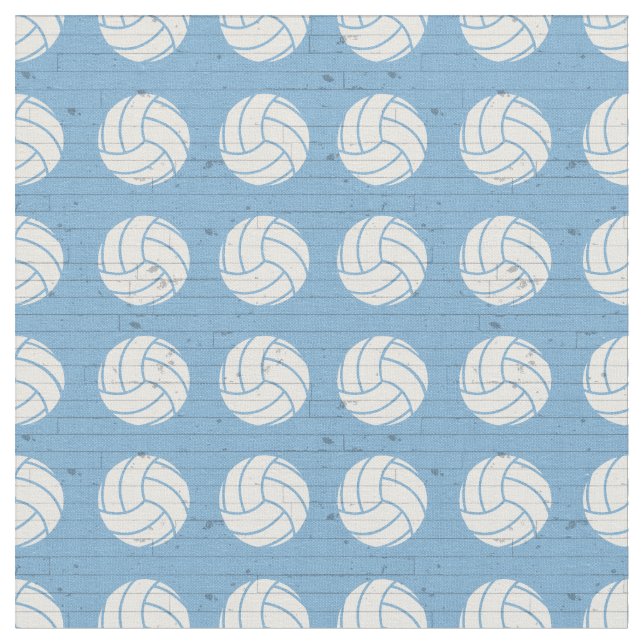 Powder Blue Volleyball Wood Floor Patterned Fabric (Close Up)