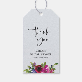 Powder Blue Watercolor Floral Bridal Shower Gift Tags