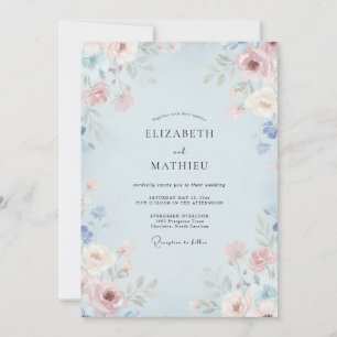 Powder Blue Watercolor Wedding Invitation