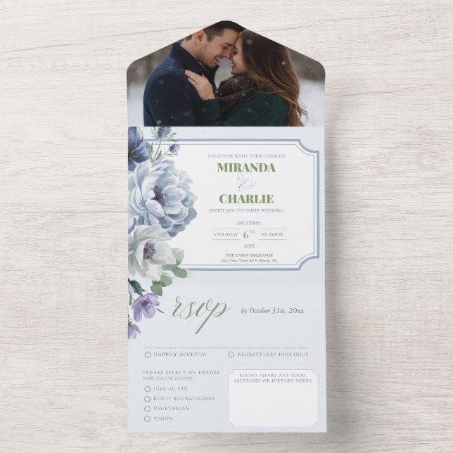 Powder Blue Wedding All in One Invite (Inside)