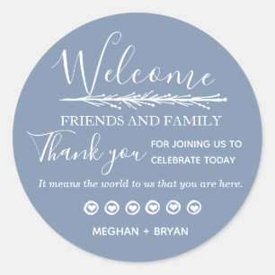 Powder Blue Wedding Thank You Friends & Family Classic Round Sticker