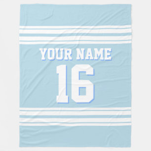 Powder Blue White Sports Jersey Fleece Blanket
