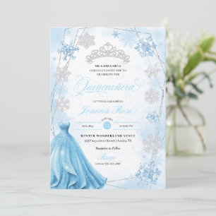 Powder Blue Winter Wonderland Quinceanera Invitation