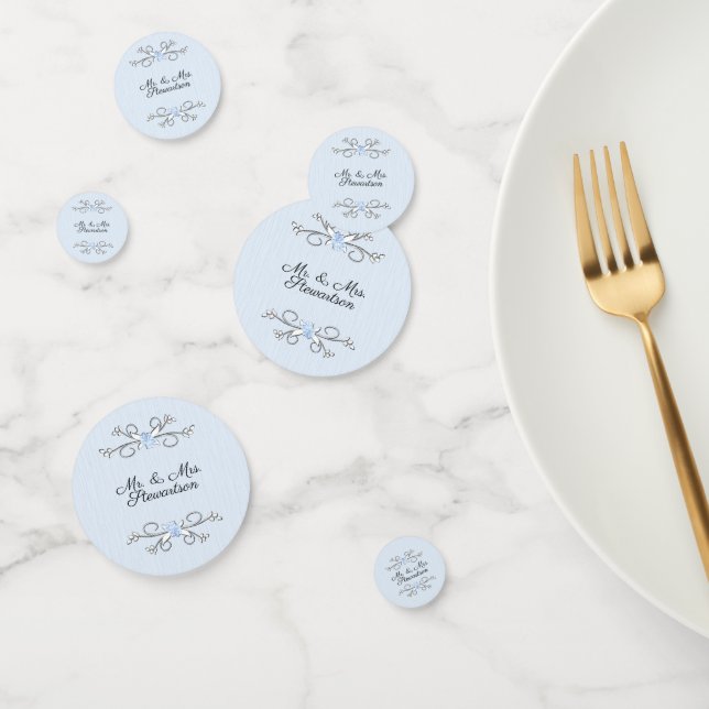Powder Blue with Bride and Groom Names Wedding Confetti (Group)